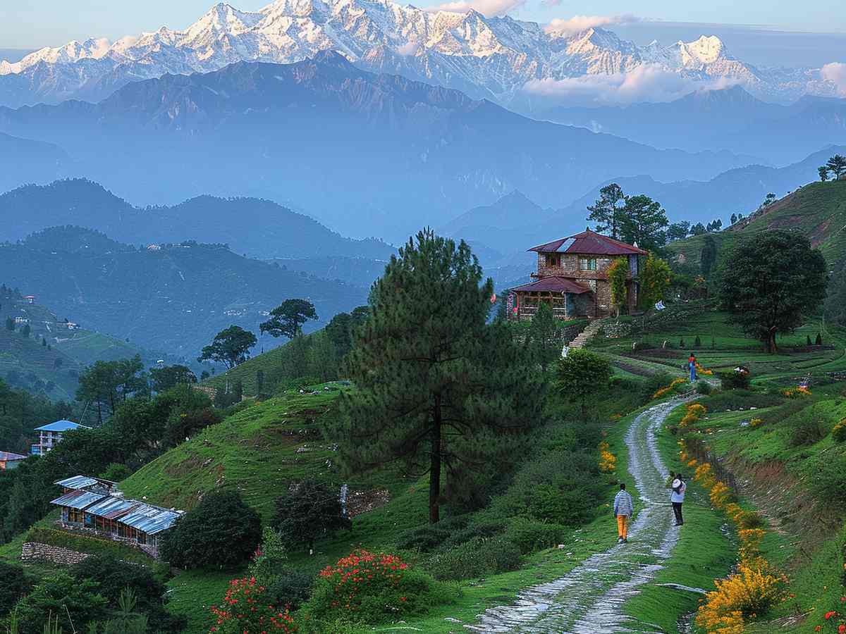 Mist drifting through Ranikhet pine forest ridge