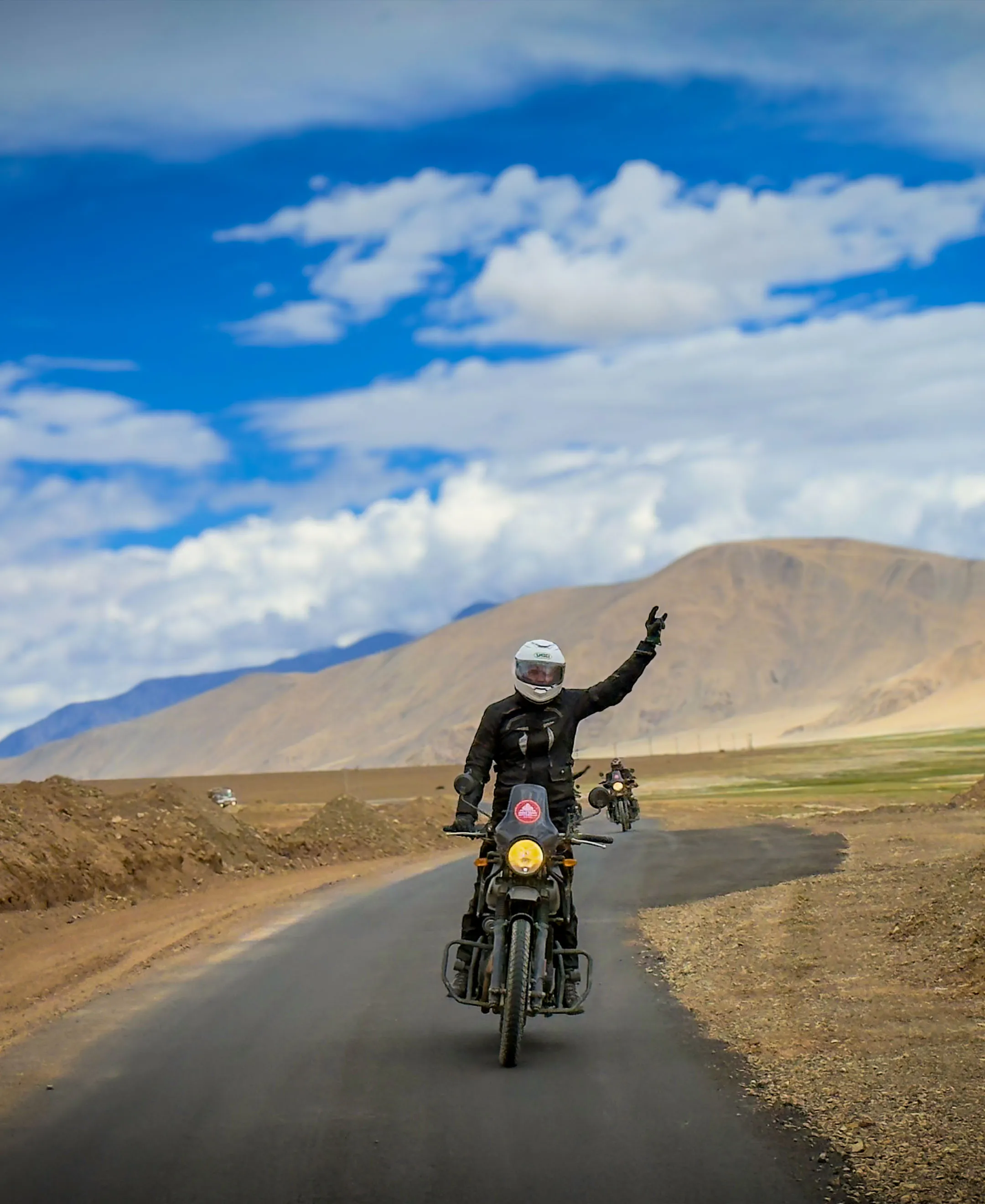 Rider travelling through the Himalayan mountains